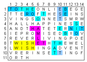 grid 14 with HAMLET highlighted